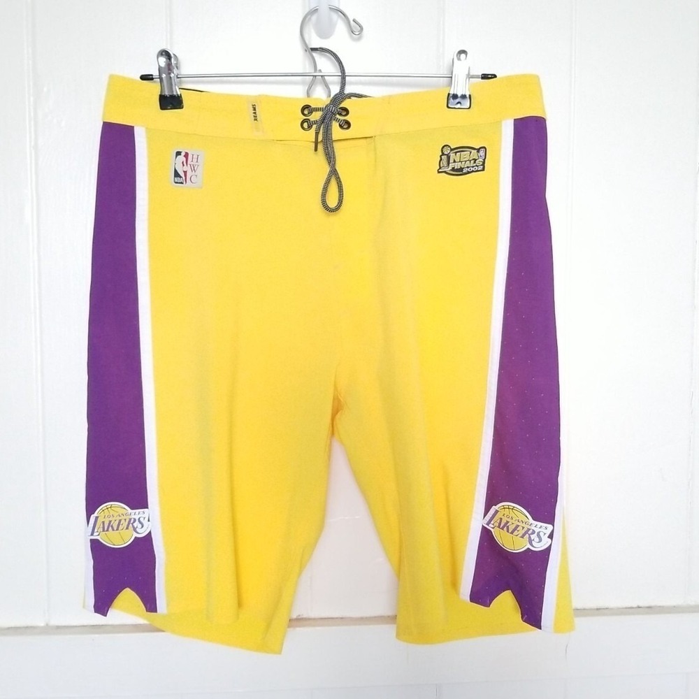Hardwood Classics Los Angeles LAKERS Board Shorts Hawaiian Dreams Sz 32 waist